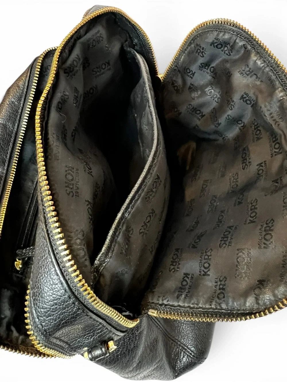 Michael Kors Black Pebbled Leather Dome Satchel Gold Hardware